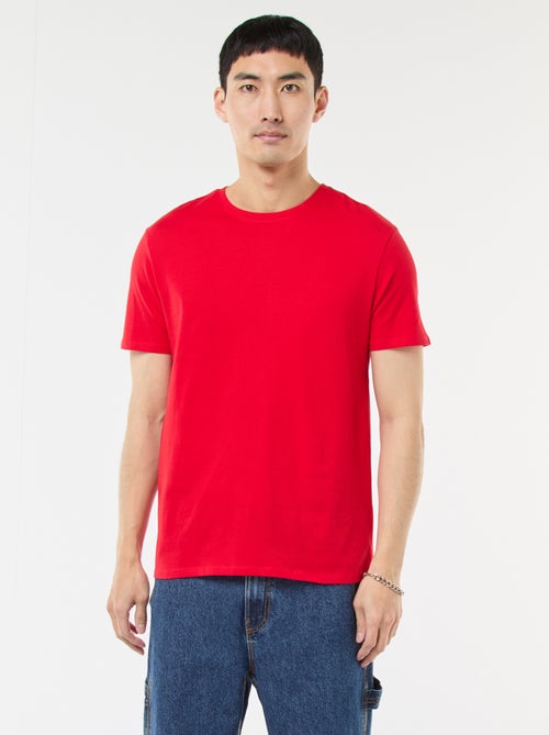 T-shirt direita em jersey lisa - Kiabi