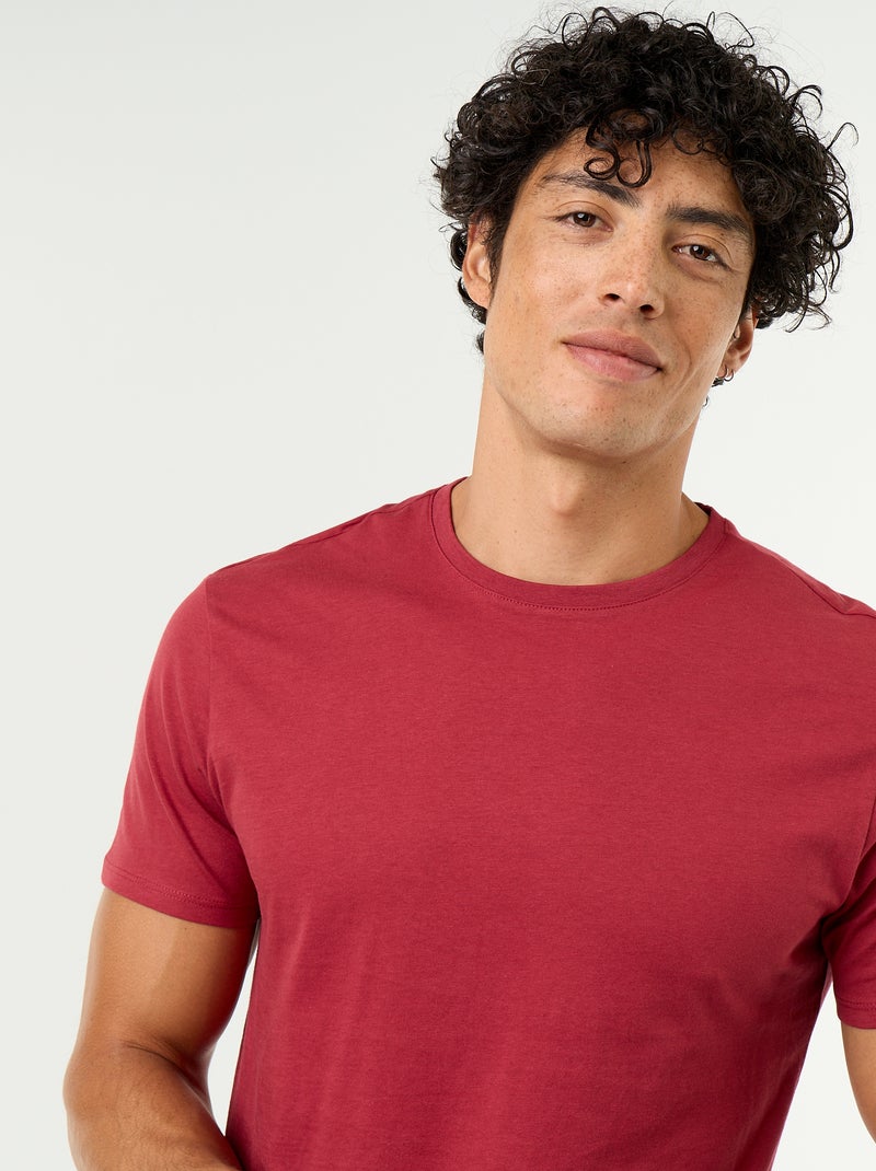 T-shirt direita em jersey lisa Vermelho - Kiabi