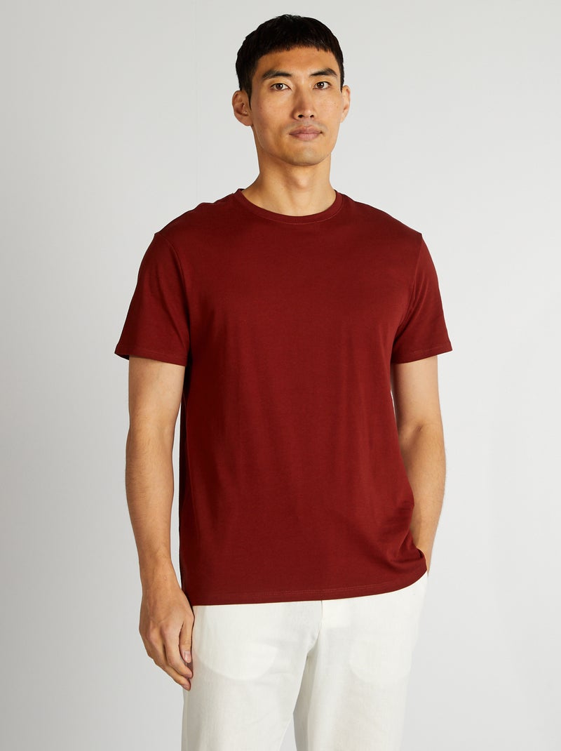 T-shirt direita em jersey lisa VERMELHO - Kiabi