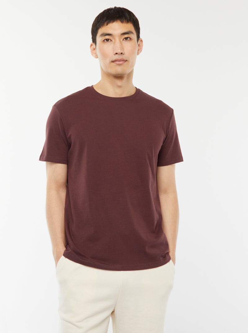 T-shirt direita em jersey lisa Violeta - Kiabi