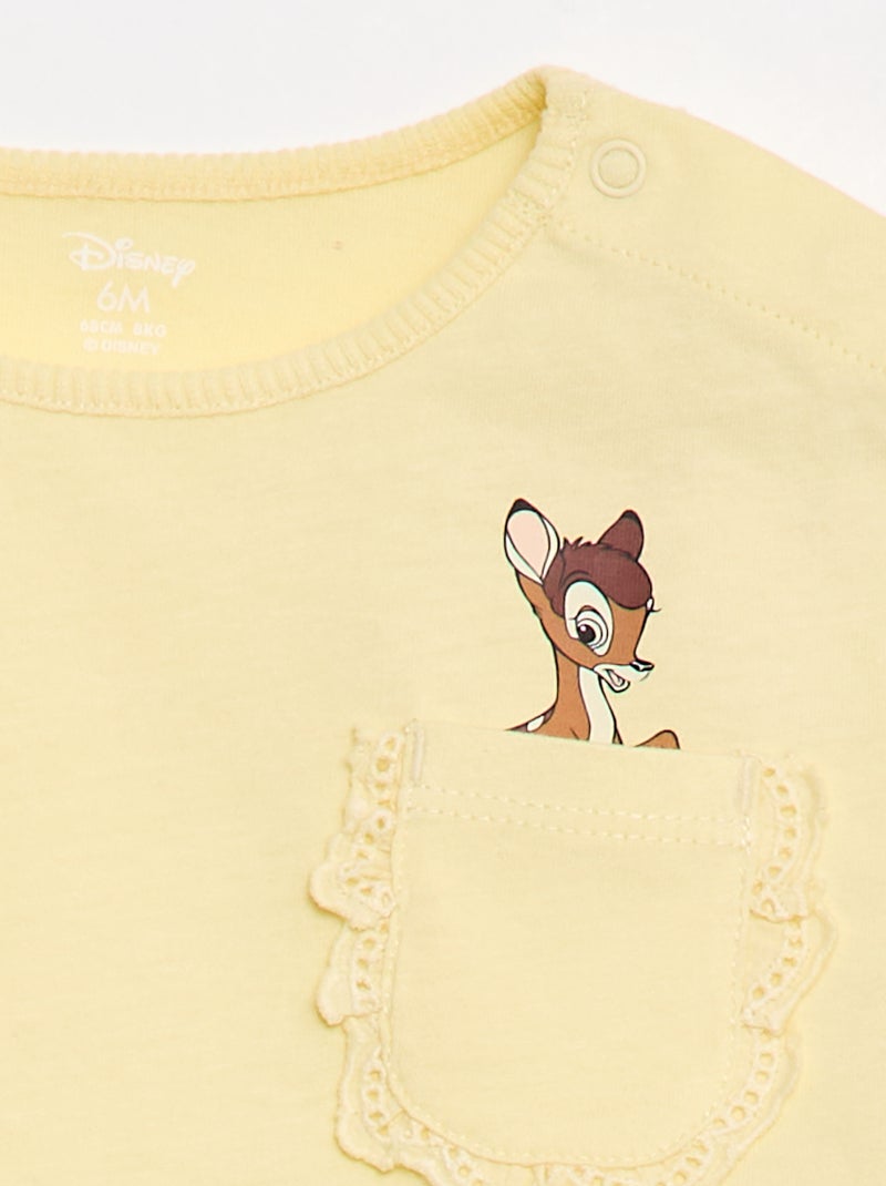 T-shirt 'Disney' de manga curta com bolso com folho Amarelo - Kiabi