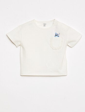 T-shirt 'Disney' de manga curta e bolso com folho