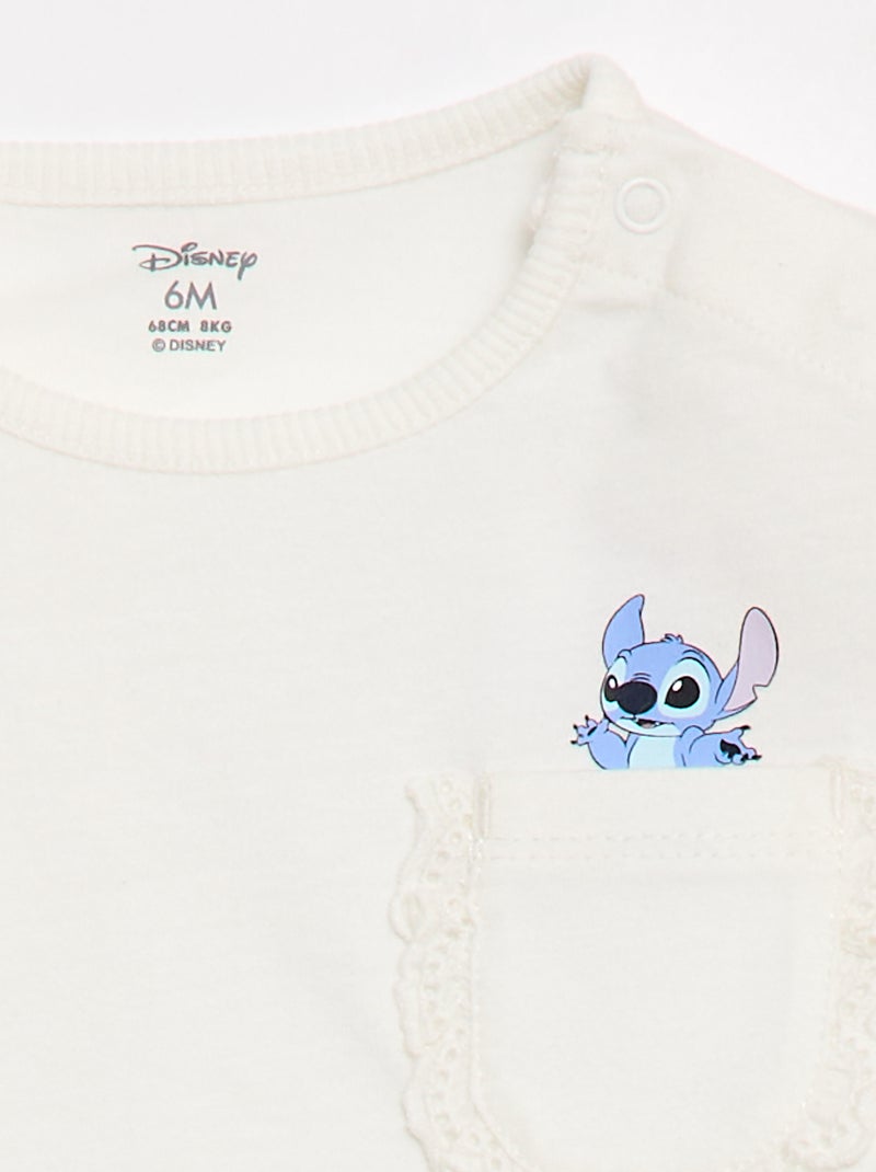 T-shirt 'Disney' de manga curta com bolso com folho Branco - Kiabi