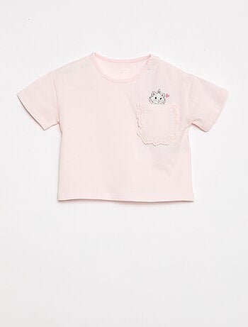 T-shirt 'Disney' de manga curta e bolso com folho