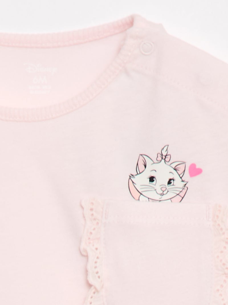 T-shirt 'Disney' de manga curta com bolso com folho Rosa - Kiabi