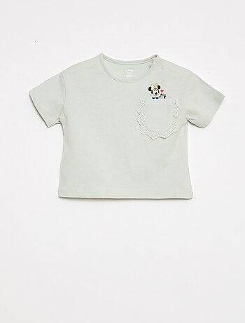 T-shirt 'Disney' de manga curta e bolso com folho