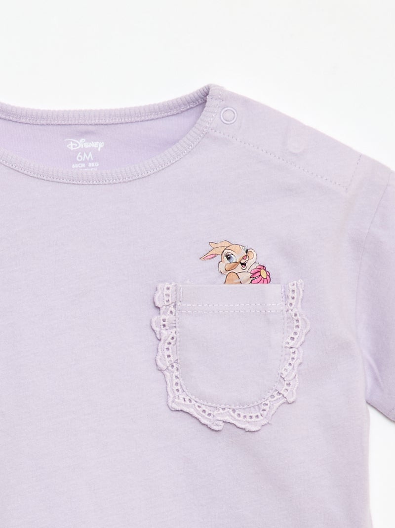 T-shirt 'Disney' de manga curta e bolso com folho Violeta - Kiabi