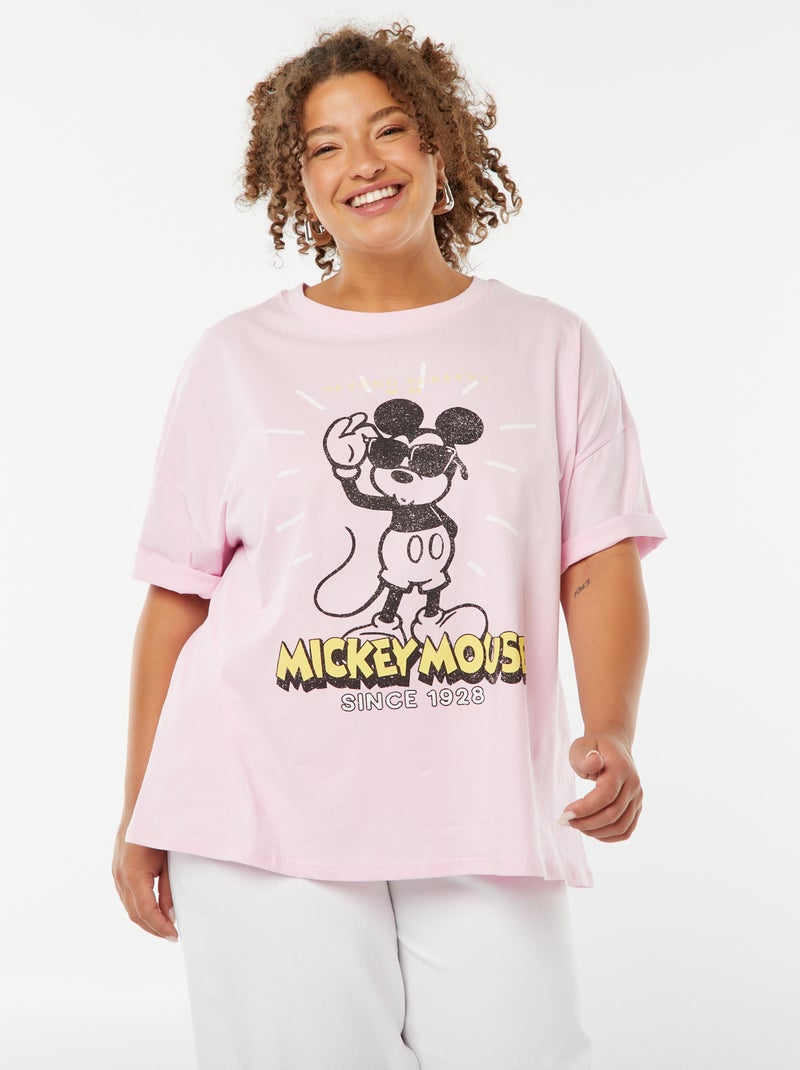 T-shirt 'Disney' de manga curta e gola redonda ROSA - Kiabi