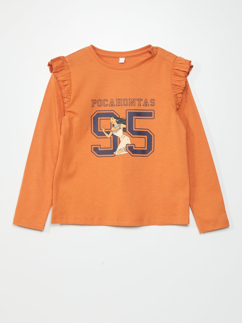 T-shirt 'Disney' manga comprida com folhos BRANCO - Kiabi