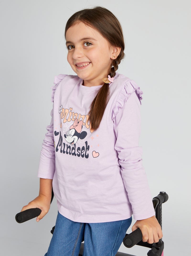 T-shirt 'Disney' manga comprida com folhos BRANCO - Kiabi