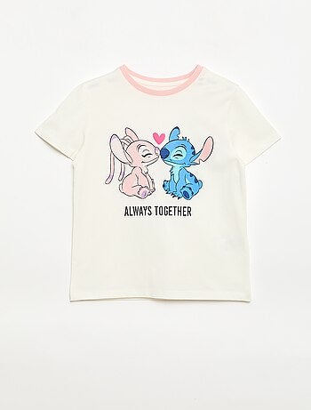 T-shirt 'Disney' 'Stitch & Angel' em algodão liso