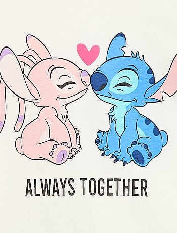 T-shirt 'Disney' 'Stitch & Angel' em algodão liso