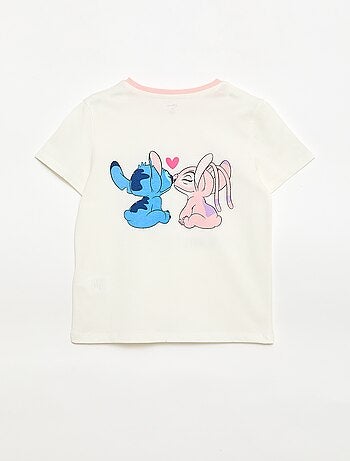 T-shirt 'Disney' 'Stitch & Angel' em algodão liso