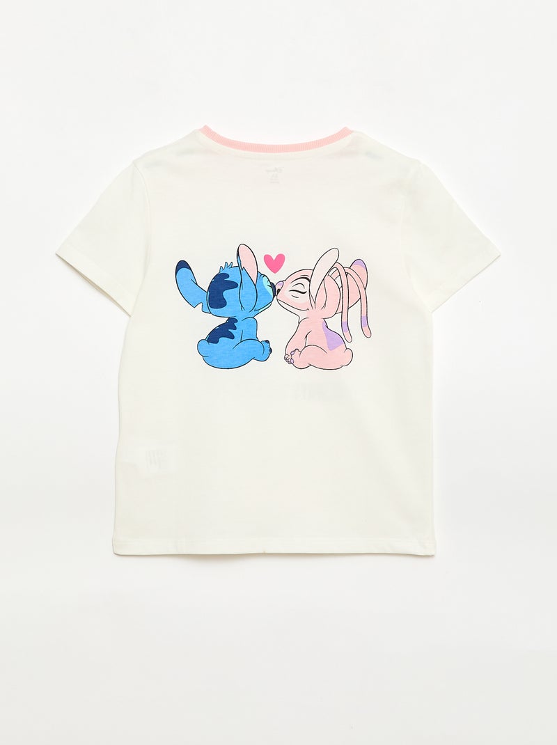T-shirt 'Disney' 'Stitch & Angel' em algodão liso Branco - Kiabi