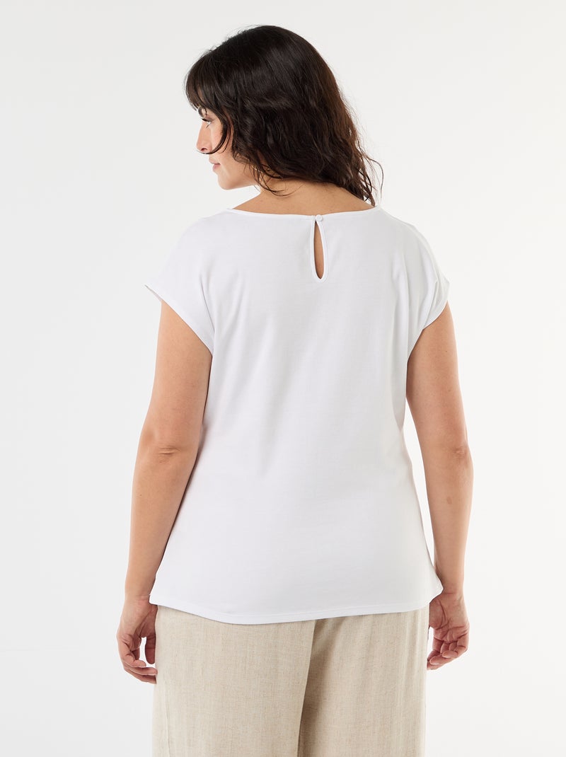 T-shirt drapeada com joia dourada Branco - Kiabi