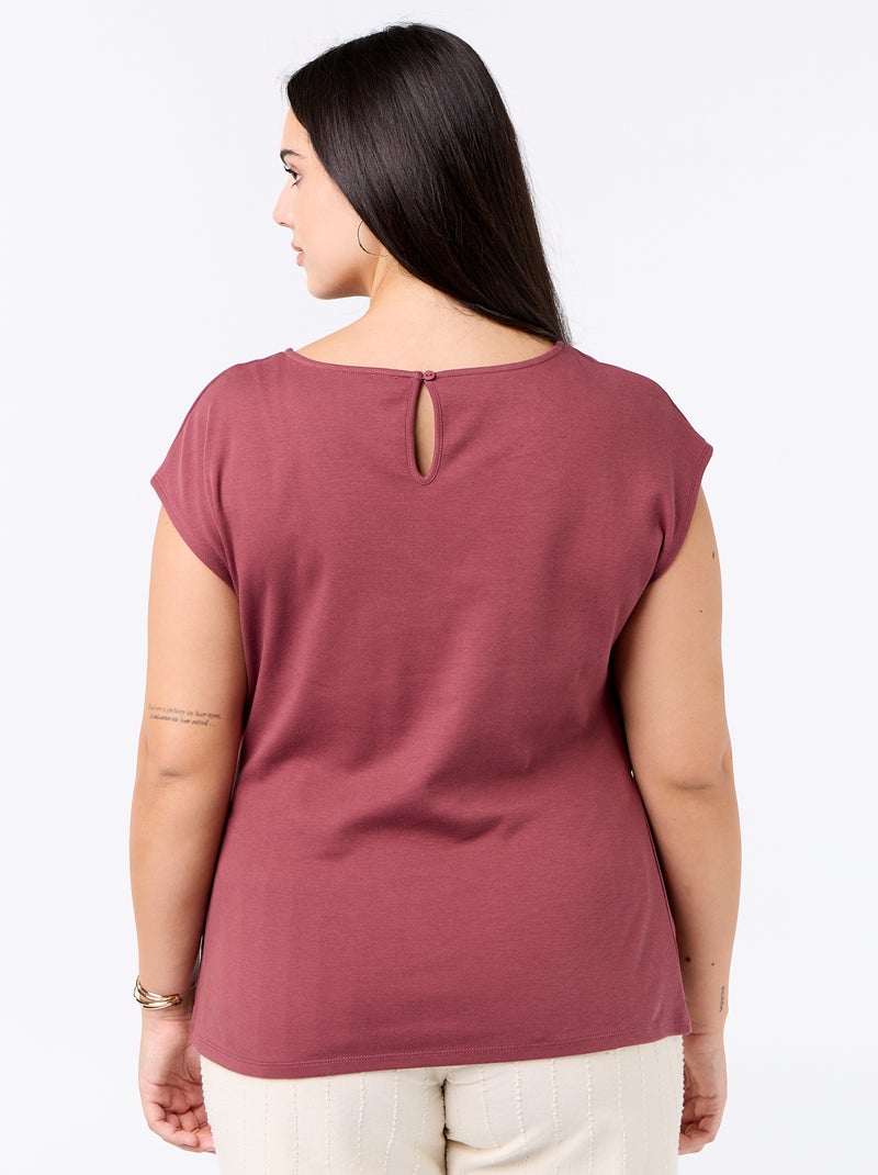 T-shirt drapeada com joia dourada Rosa - Kiabi