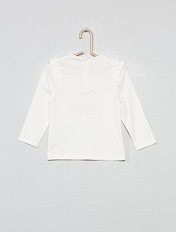 T-shirt 'Eco-conception' com mensagem e folhos - Kiabi