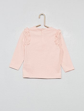 T-shirt 'Eco-conception' com mensagem e folhos - Kiabi