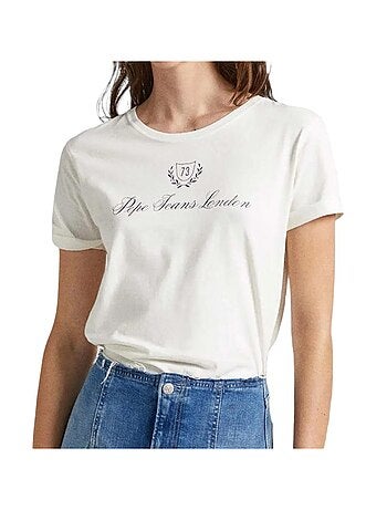 T-shirt écru vivian para mulher pepe jeans