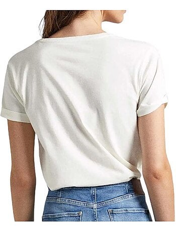 T-shirt écru vivian para mulher pepe jeans