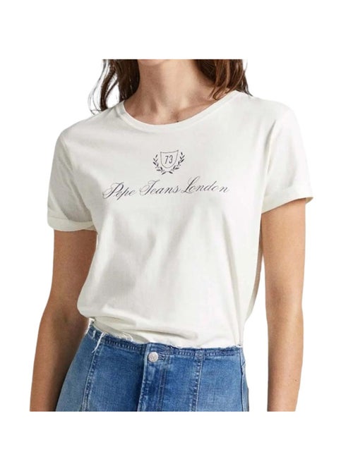 T-shirt Écru Vivian para Mulher Pepe Jeans - Kiabi T-shirt Écru Vivian para Mulher Pepe Jeans - Kiabi