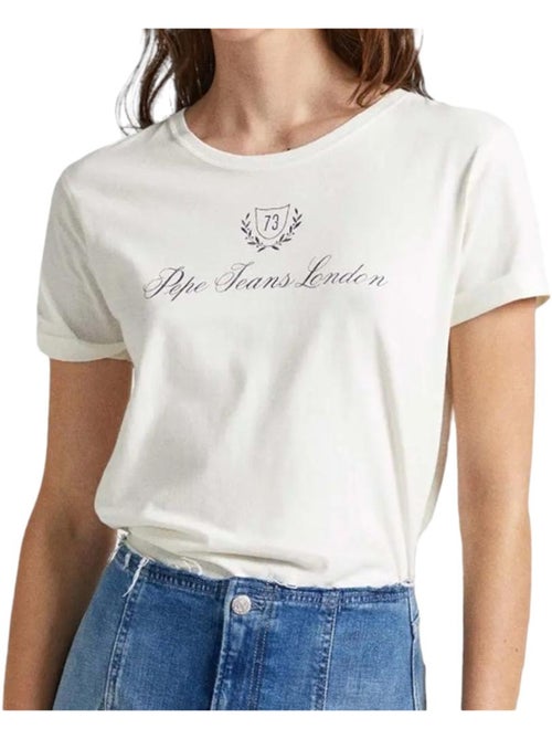 T-shirt Écru Vivian para Mulher Pepe Jeans - Kiabi T-shirt Écru Vivian para Mulher Pepe Jeans - Kiabi