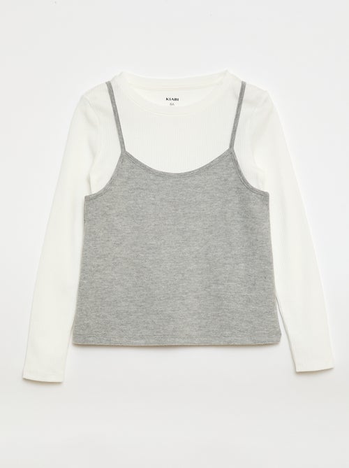 T-shirt efeito 2 em 1 com regata - Kiabi