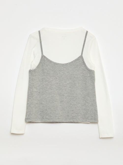 T-shirt efeito 2 em 1 com regata - Kiabi