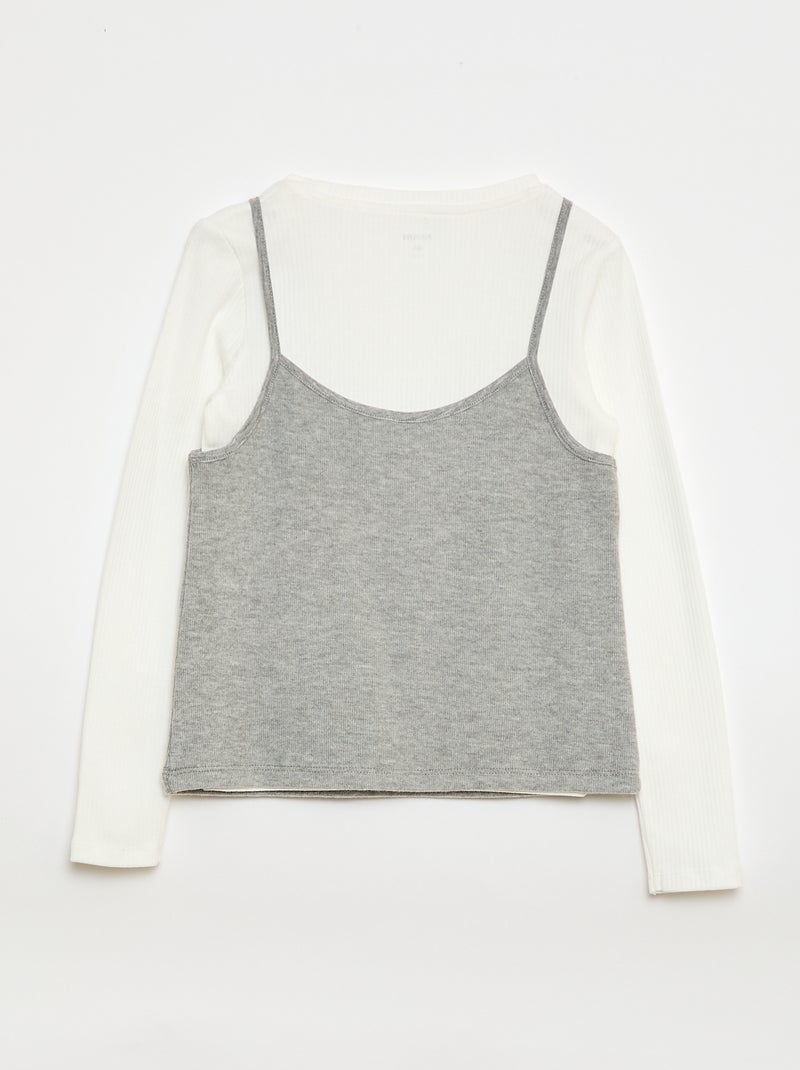 T-shirt efeito 2 em 1 com regata Branco - Kiabi