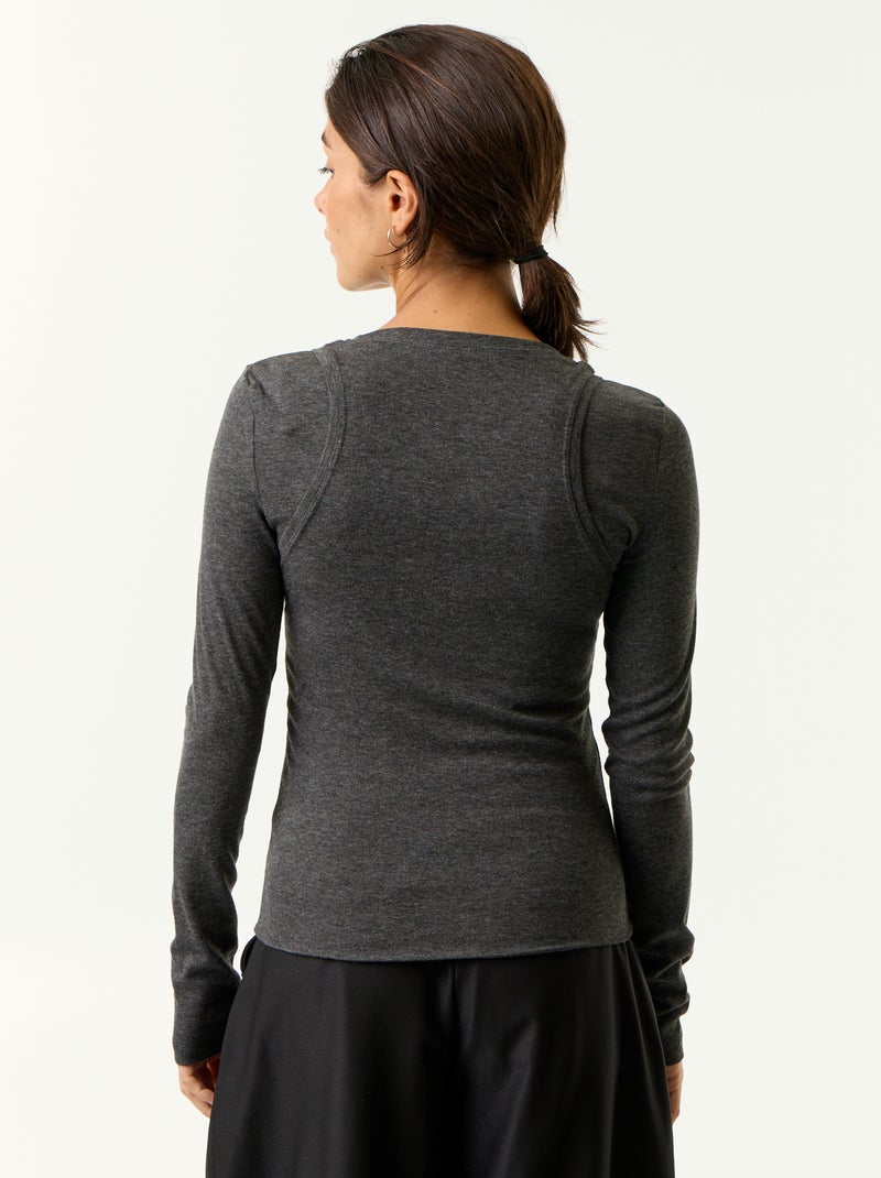 T-shirt efeito 2 em 1 com top de alças Cinza - Kiabi