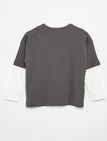 T-shirt efeito 2-em-1 de manga comprida