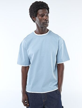 T-shirt efeito 2 em 1 de mangas curtas