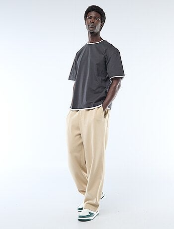 T-shirt efeito 2 em 1 de mangas curtas