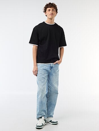 T-shirt efeito 2 em 1 de mangas curtas