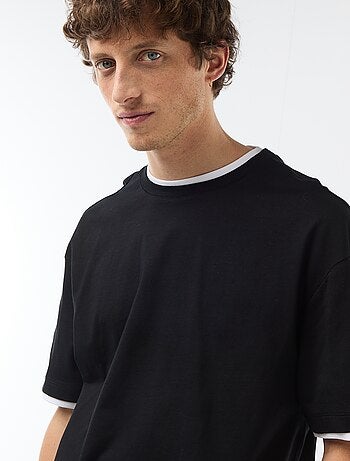 T-shirt efeito 2 em 1 de mangas curtas