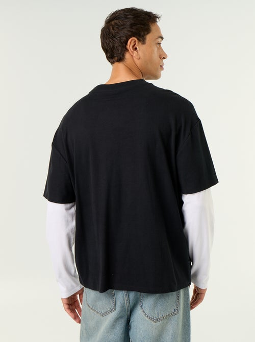 T-shirt efeito 2-em-1 mangas compridas - Kiabi T-shirt efeito 2-em-1 mangas compridas - Kiabi