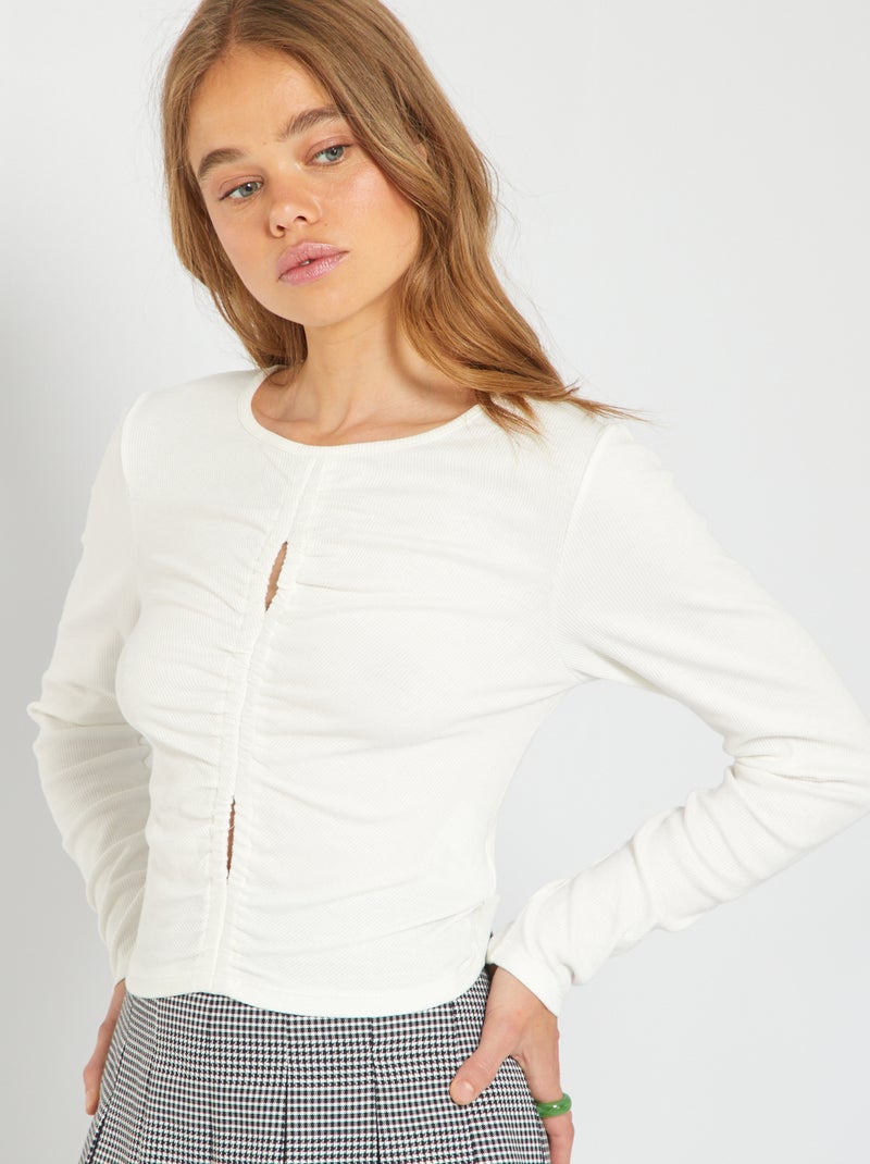 T-shirt elástica à frente Branco - Kiabi
