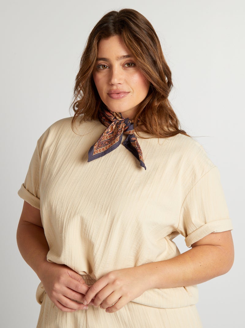 T-shirt elástica com gola alta BEGE - Kiabi