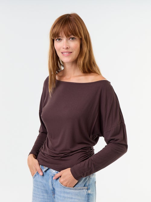 T-shirt elástica de manga comprida com pormenor elástico lateral - Kiabi T-shirt elástica de manga comprida com pormenor elástico lateral - Kiabi