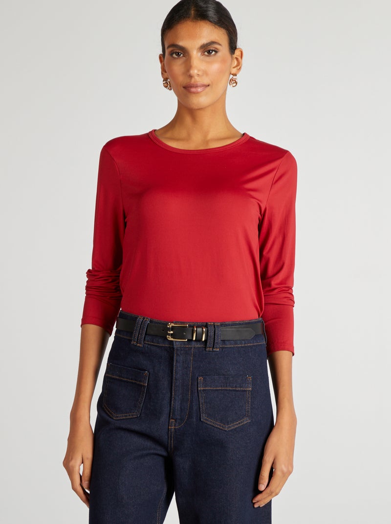 T-shirt elástica de manga comprida VERMELHO - Kiabi