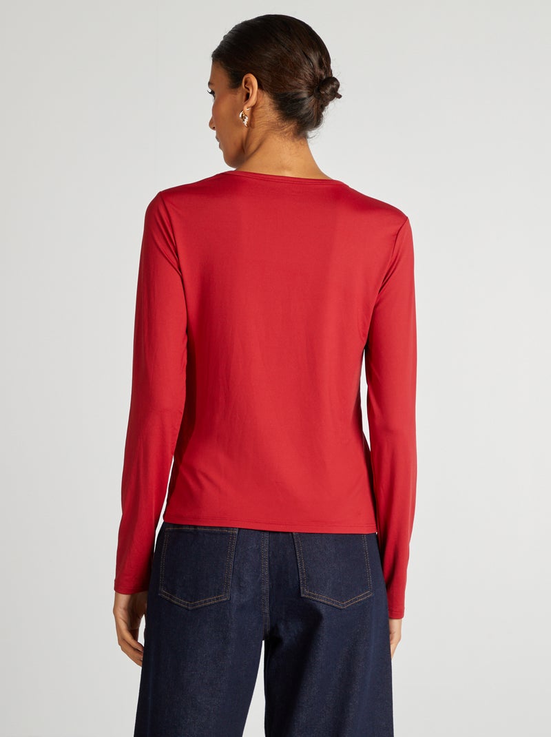 T-shirt elástica de manga comprida VERMELHO - Kiabi