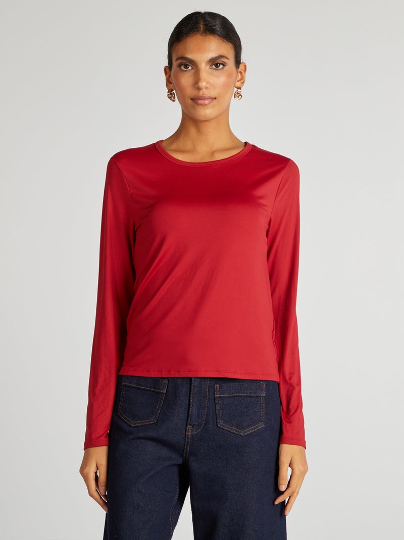 T-shirt elástica de manga comprida VERMELHO - Kiabi