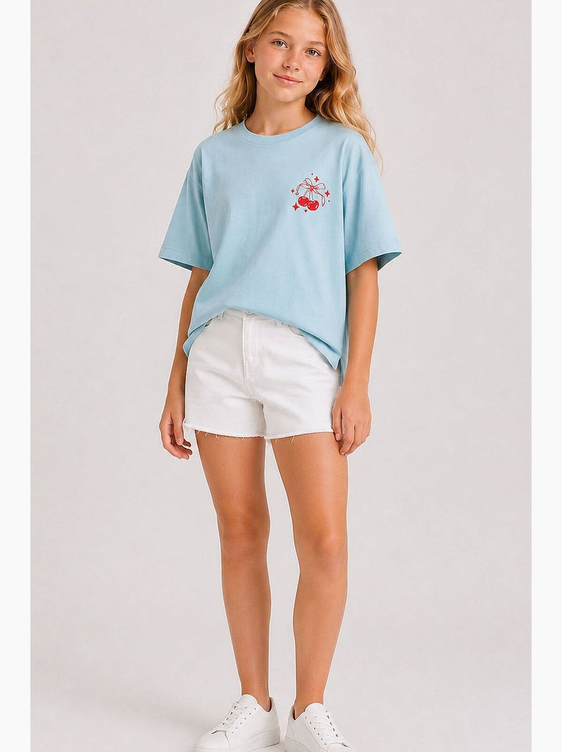 T-shirt elástica em algodão tommy Azul-céu - Kiabi