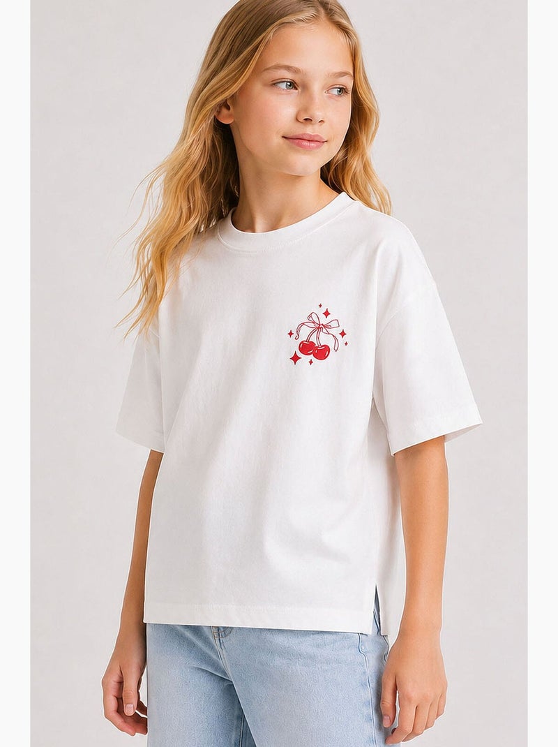 T-shirt elástica em algodão tommy Branco - Kiabi