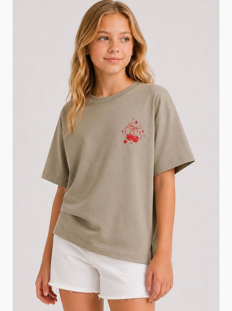 T-shirt elástica em algodão tommy Cáqui - Kiabi