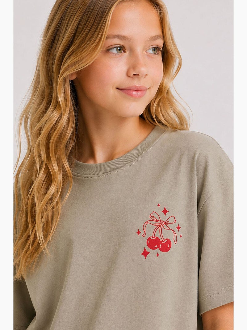 T-shirt elástica em algodão tommy Cáqui - Kiabi