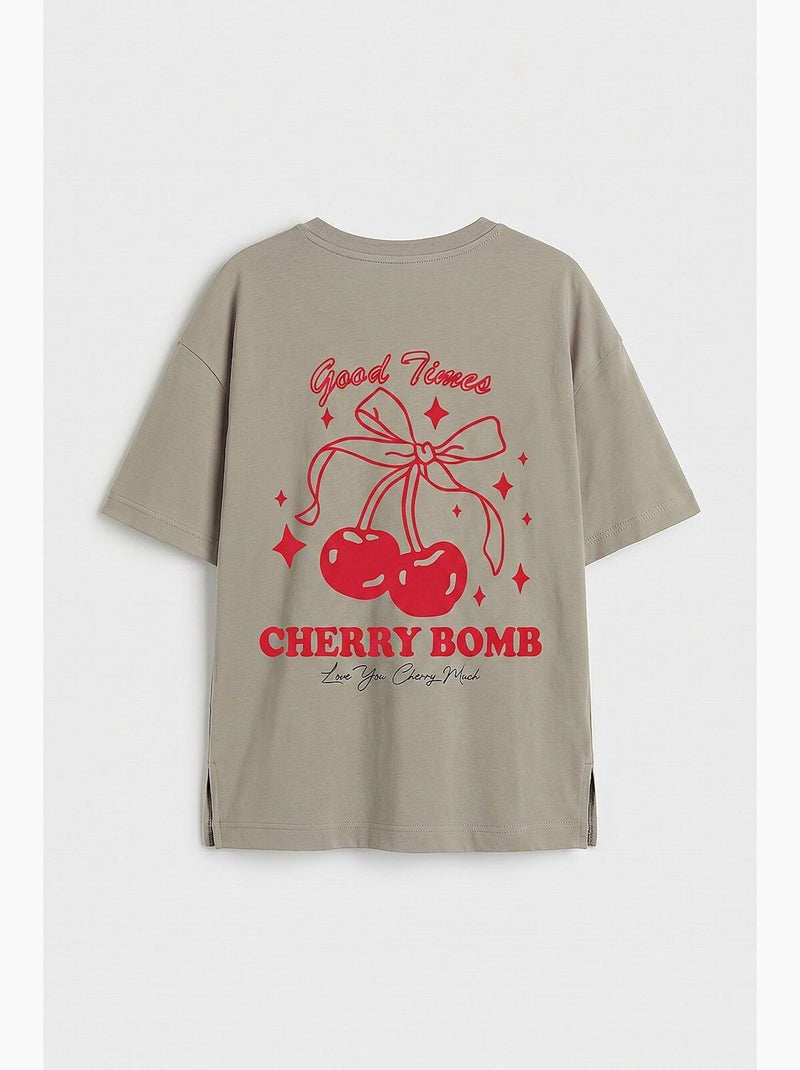 T-shirt elástica em algodão tommy Cáqui - Kiabi