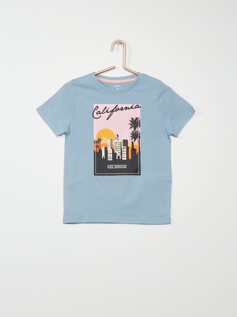 T-shirt em algodão AZUL - Kiabi