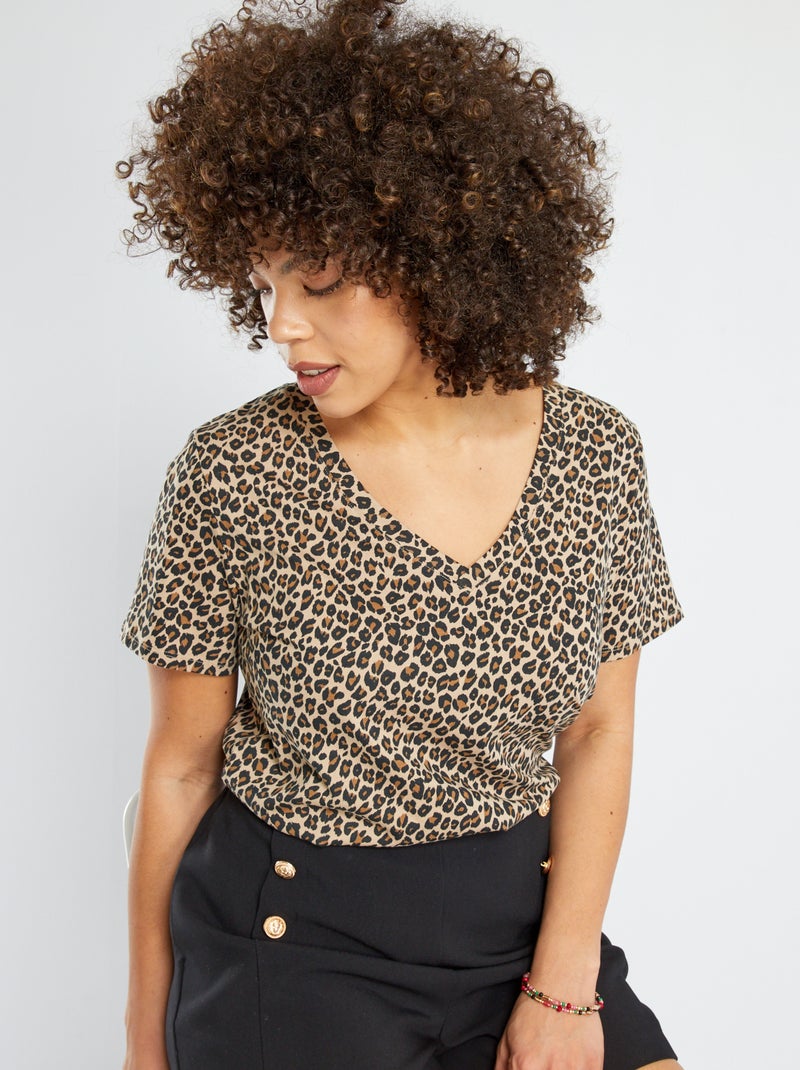 T-shirt em algodão BEGE - Kiabi