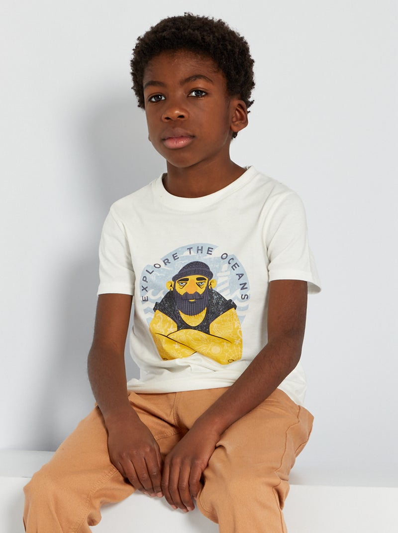 T-shirt em algodão BRANCO - Kiabi